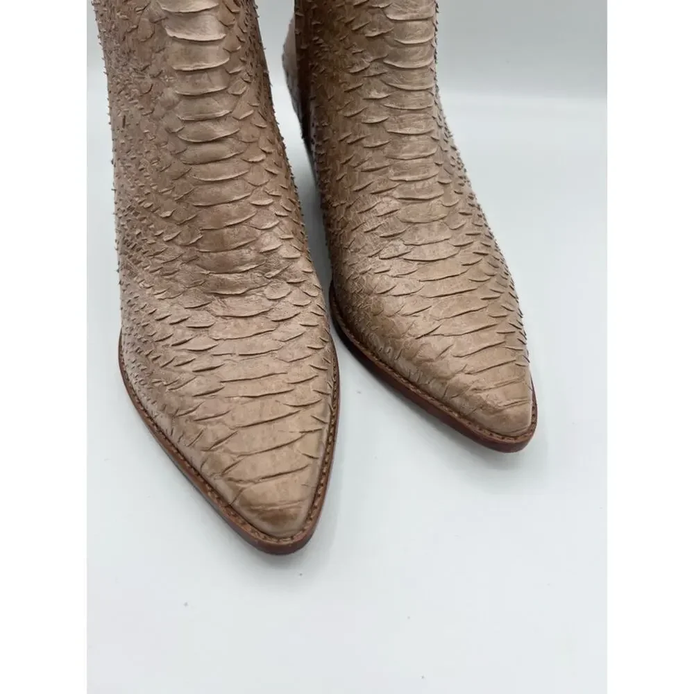 Matisse Caty Ankle Boots Ivory Snake Embossed Leather Booties Sz 8.5